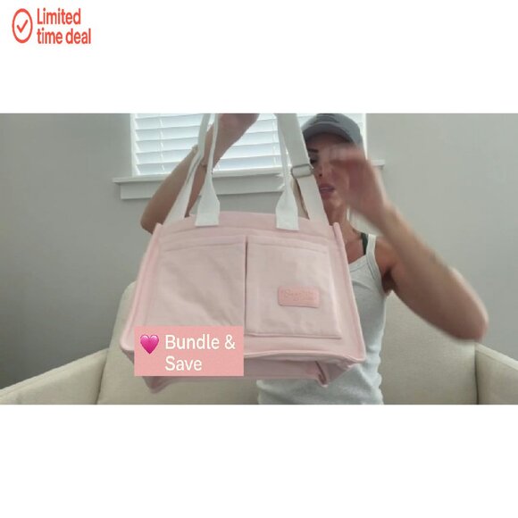 Waterproof Tote Bag with Multiple Pockets, Adjustable Strap, 14x10x5.5 - Picture 8 of 8